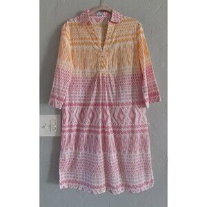 J.MCLAUGHLIN, Dress Women XS, V Neck, 3/4 Sleeve, Comfort,100% Cotton,Resort.